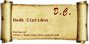 Deák Cipriána névjegykártya